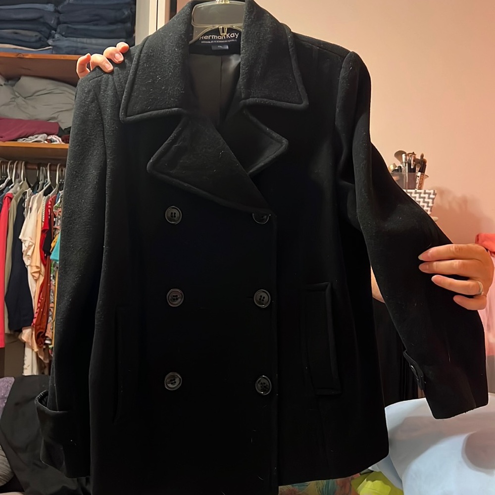 Black Pea coat- good condition